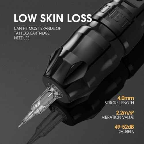 Xnet Titan Wireless Tattoo Machine with 42mm Grip - 2400mAh Battery Power Tattoo Gun with Coreless Motor Digital LCD Display Tattoo Supply for Professional Tattoo Artists
