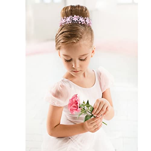 CURASA Flower Girl Crystal Pink Pearl Headband for Women's Wedding, Princess Crown for Birthday, First Communion