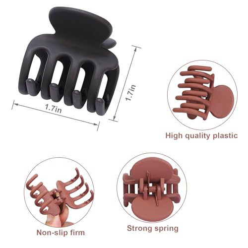 6 Pcs Hair Clips Small Claw Clips for Thin Hair Medium Matte Non-slip Hair Accessories for Women and Girls (Brown)