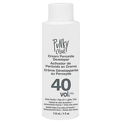 Punky Cream Peroxide Hair Dye Developer 40 Volume ? Hair Bleach Developer for Medium to High Lift, 118ml