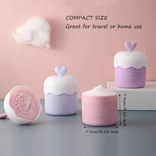 Plastic Facial Cleanser Foamer Cup Portable Face Cleanser Foam Maker Cup Travel Skin Care Foam Maker Facial Skin Cleansing Care for Quickly get a rich cleanser lather (Purple)