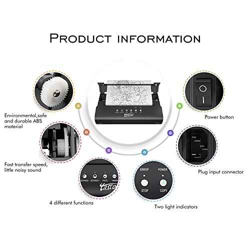 TATELF Stencil Printer With 20pcs Transfer Paper - Portable Mini Tattoo Transfer Machine for Tattooing - Thermal Copier
