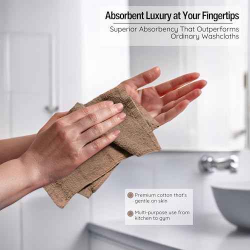 Luxurious Washcloths ? Set of 12 ? Size 13¡± x 13¡± ? Thick Loop Pile Washcloth ? Absorbent and Soft 100% Ring-Spun Cotton Wash Cloth ? Lint Free Face Towel ? Wash Cloths Perfect for Bathroom