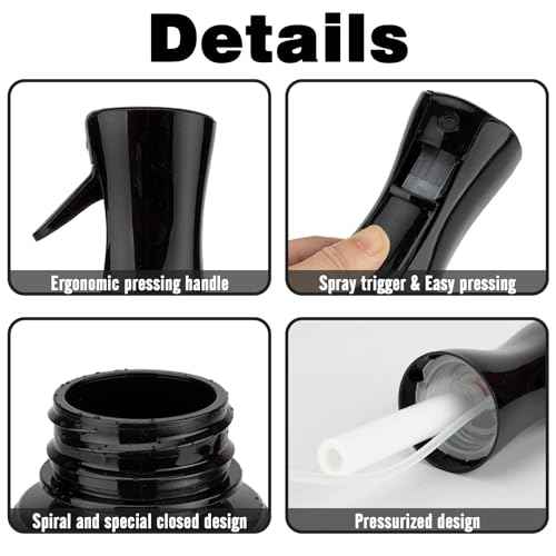 Spray Bottle for Hair (6.8OZ /200ML) Continuous Ultra Fine Mist Sprayer for Hair, Salons, Barber, Plants, Skin Care, Cleaning 2 Pack Black