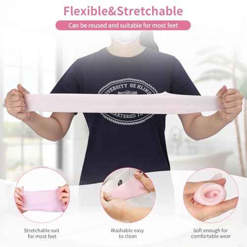 2 Pairs Silicone Moisturizing Socks for Dry Cracked Feet Women, Soft Gel Pedicure Foot Spa Aloe Socks, Anti-Slip Moisturizer Socks for Dry Cracked Feet Overnight Foot Care Pink&White