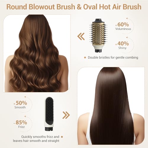 6 in 1 Air Wrap Hair Styler, 110,000 RPM Hair Dryer Brush with Auto-Wrap Curlers, Oval Brush & Volumizer, Hot Air Styler for Fast Drying,Curling, Smoothing & Volume, Air Styler with Travel Case
