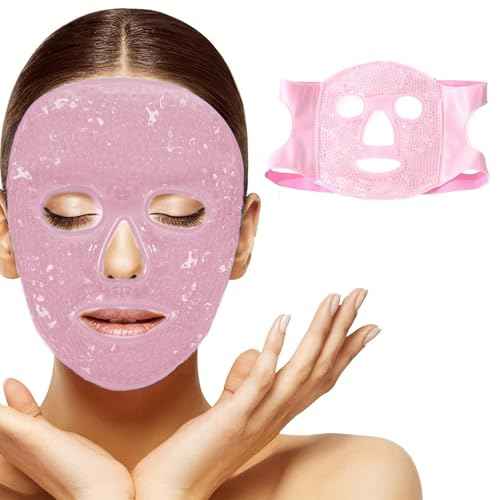 CALIDAKA Gel Beads Face Cover Ice Mask Pack Cold Face Eye Mask Ice Pack Reduce Face Puff Gel Beads Hot Heat Cold Compress Pack Face SPA for Woman Sleeping, Pressure, Headaches(COLOR:Pink)