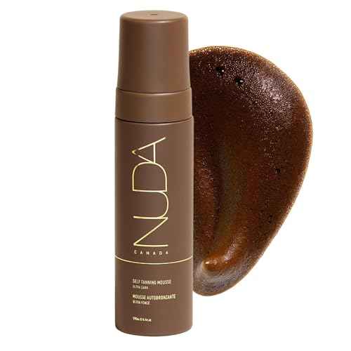 Nuda Self Tanning Mousse | Lightweight Sunless Tanning Lotion | Cruelty Free Body Self Tanner Mousse with Natural Ingredients | Bronzing Lotion at Home (190mL, Ultra Dark)