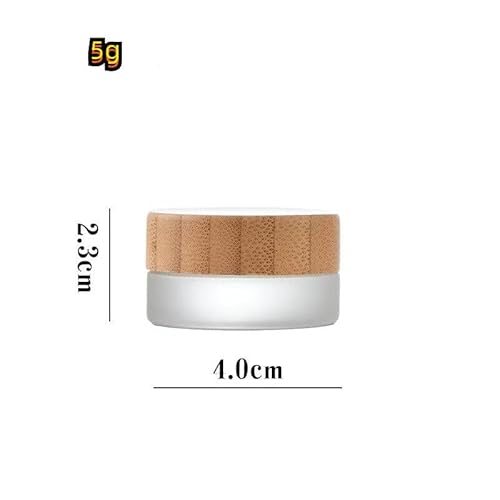 2PCS 5ml Empty Glass Cream Jars Sample Vials Bottles Holder with Bamboo Lid Round Frosted Glass Cosmetic Container Pot for Makeup Cream Lotion
