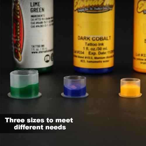 Tattoo Ink Caps with Base - Gakonp 500pcs Mixed Sizes Tattoo Ink Cups #11 Small #14 Medium #17 Large Disposable Ink Caps Plastic Pigment Cups Tattoo Supplies