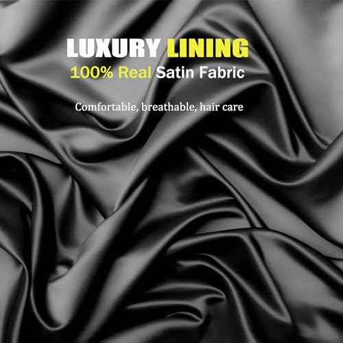 Shower Cap,100% Real Satin Lined Shower Caps,Extra Large Shower Cap for Women Reusable Waterproof,Adjustable Size&Long Hair Bath Caps