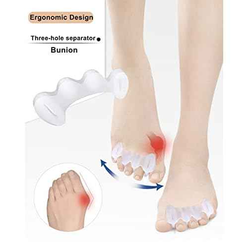 2Pairs Toe Separators Toe Spacers for Women Men to Correct Bunion, Relieve Feet Pain, Foot Alignment, Toe Straighteners for Hammertoes, Plantar Fasciitis (M, Women Shoe Size 9-12.5, Men: 7-11)