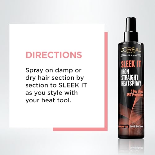 L'Or?al Paris Advanced Hairstyle Sleek It Iron Straight Heat Spray, 5.7 Ounce