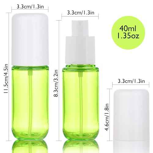 Travel Spray Bottles 1.35oz/40ml Fine Mist Empty Spray Bottles Mini Refillable Plastic Travel Bottle Set for Traveling and Outgoing