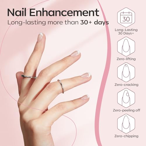 modelones Builder Nail Gel, 2 Pcs Clear and Cover Nude Builder Nail Polish, 8-in-One Apex Building Thickening Strengthener Extension Rubber Color Base Gel for DIY Home Salon Gifts LED Lamp Cured 10ml
