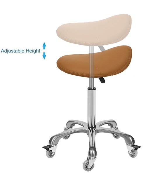 McDooFly Ergonomic Saddle Stool with Wheels Rolling Chair Professional Saddle Chair Heavy Duty Adjustable Swivel Hydraulic Stool for Massage Hair Stylist Salon Tattoo Office (Camel, Without backrest)