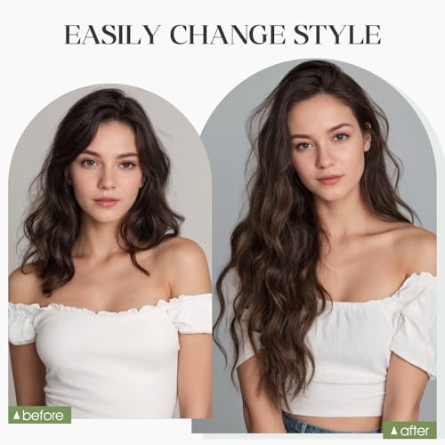 Halo Hair Extensions Real Human Hair Invisible Wire Extensions with Transparent Fish Line Wavy Curly Halo Clip in Human Hairpieces Medium Brown 18 Inch