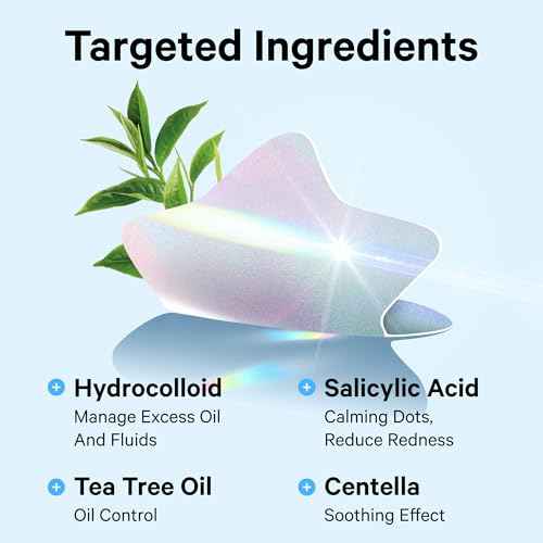 Sosky Hologram Pimple Patches for Face, Hydrocolloid Acne Patches with Salicylic Acid, Cute Star Zit Stickers,Colorful Blemish Covers,48 Count Blue Star Cloud