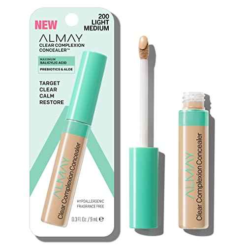 Almay Clear Complexion Acne & Blemish Spot Treatment Concealer Makeup with Salicylic Acid- for Sensitive Skin, 200 Light/Medium, 0.3 fl oz.