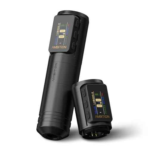 Ambition Ninja Max V2 Tattoo Gun Wireless Tattoo Machine with Extra 1700mAh Power Supply Coreless Motor Digital LCD Display Rotary Cartridge Battery Pen for Professionals Tattoo Artists