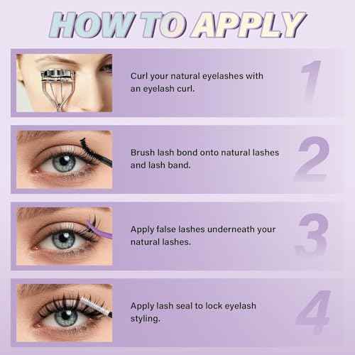 B&Q Fairy Lash Clusters Kit Natural Lashes Clusters Wispy Invisible Band Manga Lashes Individual Lashes Bond and Seal Eyelash Extension Kit Easy Removal (Fairy Kit)