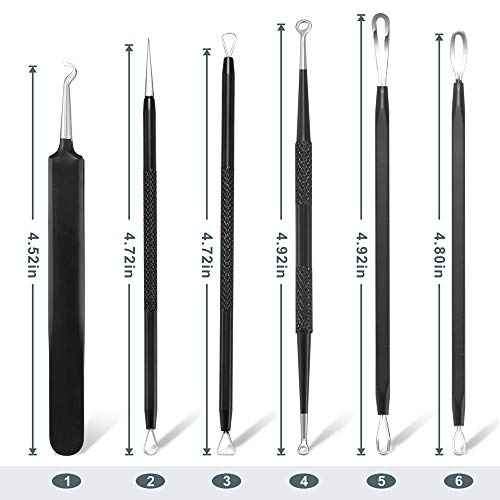 Blackhead Remover Pimple Popper Tool Kit - (6 Piece Kit) - Professional Stainless Pimples Comedone Extractor Removal Tool