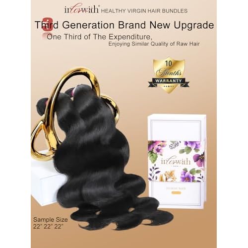 inlovwith Body Wave Bundles Human Hair, 100% Unprocessed Brazilian Virgin Hair, Selected Healthy Human Hair Bundles for Women(3 Bundles, 14 16 18 Inches)