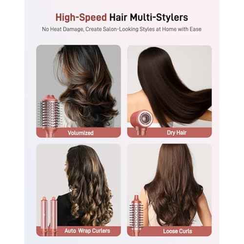 5 in 1 Hair Styler Hot Air Styler - High-Speed Hair Dryer Brush, Fast Drying No Heat Damage Ionic Blow Dryer Brush for Women Volumizing, Curling, Straighten, Frizz-Free Multi Stylers Travel Bag