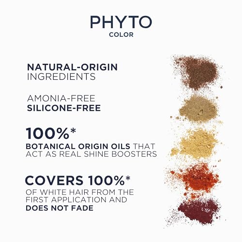PHYTO Phytocolor Permanent Hair Color with Botanical Pigments, 100% Grey Hair Coverage, Ammonia-free, PPD-free, Resorcin-free, 0.42 oz
