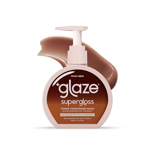 Glaze Super Gloss Color Conditioning Gloss ? Cocoa Lights for Medium to Dark Brown Hair with Highlights ? Rinse Out Semi-Permanent Hair Gloss that Enhances Color and Boosts Shine & Hydration