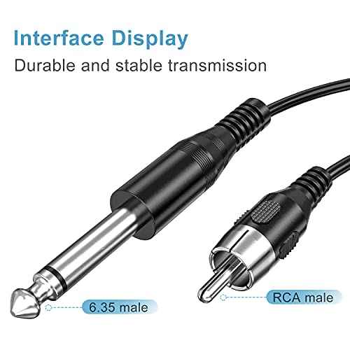 Ancable 6-Feet Tattoo Clip Cord, 6.35mm to RCA Connector Silicone Clip Cable, Suitable for Tattoo Pen & Rotary Machine, Black