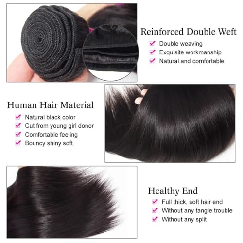 One Bundle Straight Human Hair 100g/Pack 24 Inch 12A Unprocessed Black Double Weft Quick Wave Extensions for Women