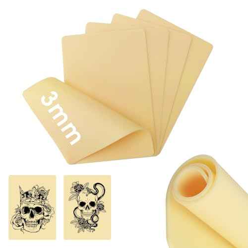 INKin 3MM Tattoo Practice Skin 30x20CM, 5Pcs Tattoo Skin Double Sides for Practicing, Tattoo Fake Skin Silicone for Beginners And Professional Tattoo Artists