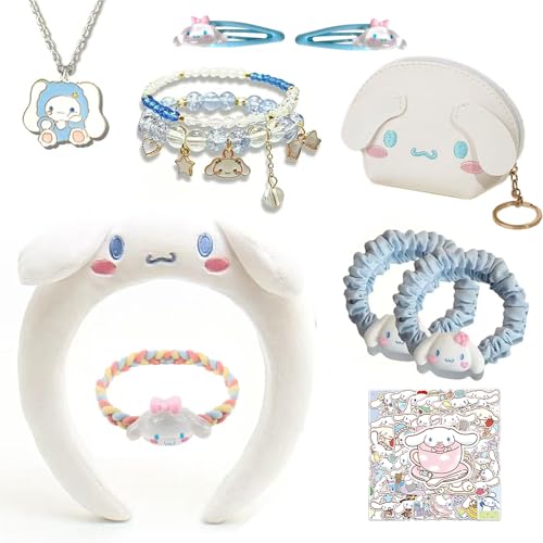 Kawaii Accessories Gift Set Include Cute Headband, Hair Band, Hair Ties,Hair Clips, Purse Stickers Necklace Bracelet (Blue)