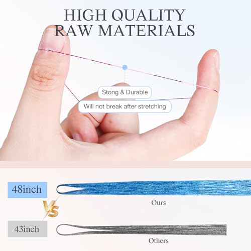 DOORES Hair Tinsel Kit with Tools, Tinsel Hair Extensions 16 Colors 48 Inch 3200 Strands, Colorful Hair Tinsel Stylable Fairy Hair Tinsel for Christmas Halloween Cosplay Party Sparkling Shiny