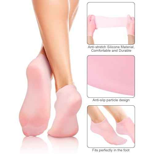 2 Pairs Silicone Moisturizing Foot Socks, Soft Silicone Socks, Anti Slip Gel Spa Socks Softening Feet Dry Cracked Skin, Spa Pedicure Socks for Women Foot Care After Pedicure