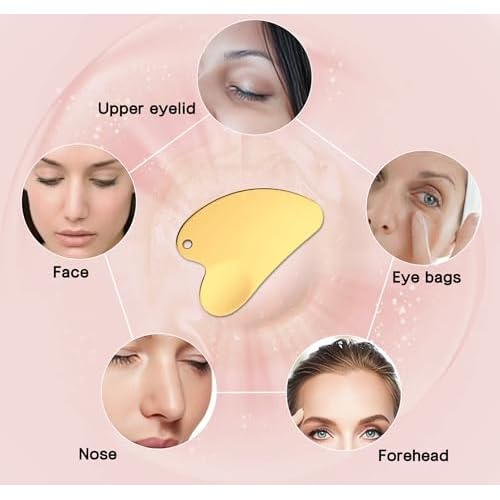 Stainless Steel Gua Sha Facial Tools Guasha for Face Tighten Skin Massage Guasha Beauty Tool for Body Eyes Neck Massager Skin Care Gifts (Gold)