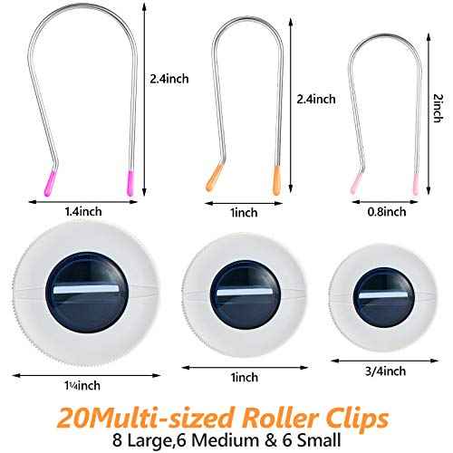 20 Pieces Assorted Hot Roller Clips Replacements, Fits Most Sized Rollers Curlers (Large, Medium, Small)