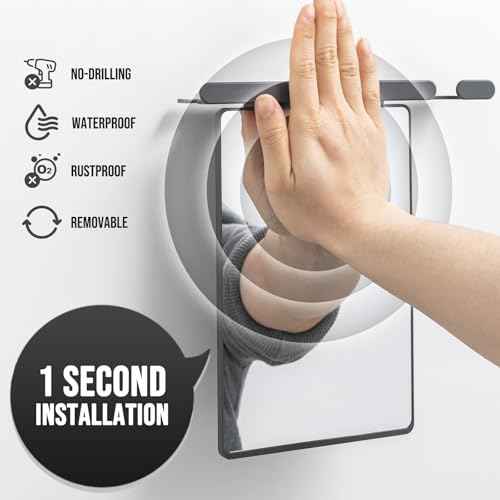 TAILI Shower Mirror Fogless for Shaving with Razor Holder, Anti-Fog with Powerful Suction for Bathroom,Makeup Shave Mirror Wall Mounted for Men & Women, Shatterproof & Removable,Grey