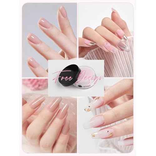 EBANKU Nude Pink Acrylic Powder Set, 6 Colors Jelly Pink, White, Nude - 6 * 10g/0.35oz for Nail Extension, Carving, French Nail