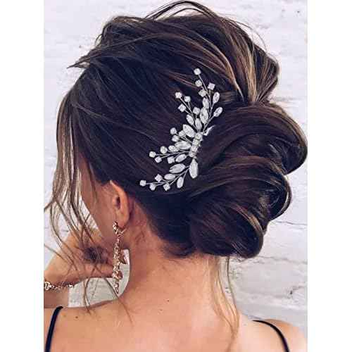 JAKAWIN Crystal Bride Wedding Hair Comb Silver Bridal Headpiece Rhinestone Hair Piece Accessories for Women HC113 (Silver)