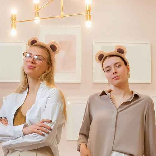 Brown Bear Ears Headband Bear Ear Headband Hairband for Makeup Face Washing School Performances Animals Headbands for Halloween Festival