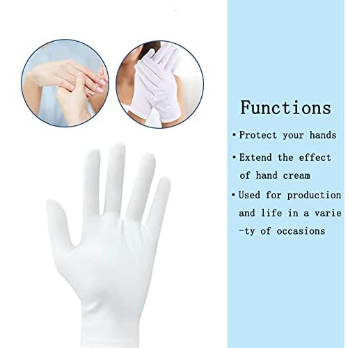 10 Pcs£¨5pairs£© White Cotton Gloves for Dry Hands Moisturizing Gloves Overnight Eczema Gloves Sleep Gloves for Women Cosmetic Jewelry Silver Moisturizing Coin Inspection