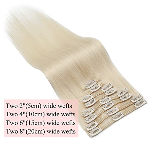 MY-LADY Clip in Hair Extensions Real Human Hair Platinum Blonde 22 Inch 85g Remy Hair 8pcs Weft Balayage Full Head Natural Straight for Women