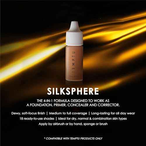 TEMPTU SilkSphere Airbrush Foundation: Long-Lasting Liquid Makeup, Medium to Full Coverage | 4-In-1 Formula Foundation, Primer, Concealer & Corrector | Luminous, Dewy Finish | Fair/Light,0.25 FL OZ. (Pack of 6)