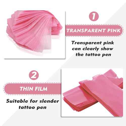 200PCS Tattoo Pen Covers - Rayyl Tattoo Pen Machine Covers Large Size 2.5x7.1 inch Pink for Cartridge Pen Machine Bags Sleeves Tattoo Kit Machine Pen Tattoo Supplies...