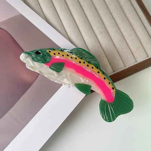 Novelty Salmon Fish Hair Clip, Acetate Hair Clips, Girl Women Small Claw Hairpin, Non Slip Unique Cute Barrettes for Thick and Thin Hair