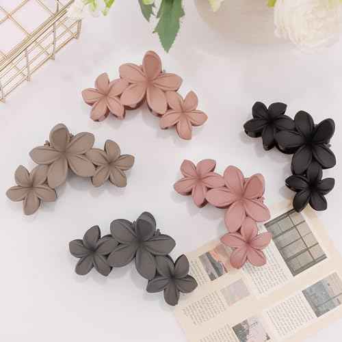 Canitor Flower Claw Clips for Women, Hawaiian Plumeria Hair Clips for Thick Thin Hair, Cute Summer Beach Accessories, Preppy Teen Girl Gifts, Trendy Stuff