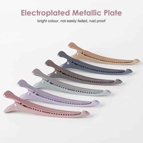 AIMIKE 6pcs Professional Hair Clips for Styling Sectioning, Anti-Slip No-Trace Duck Billed Hair Clips with Silicone Band, Salon and Home Hair Cutting Clips for Hairdresser, Women, Men - 4.3¡± Long