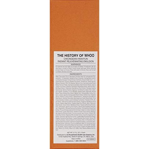 The History of Whoo Cheongidan Radiant Rejuvenating Emulsion | Nutritive Lotion for Long-lasting Hydration, Optimal Moisture & Healthy Skin